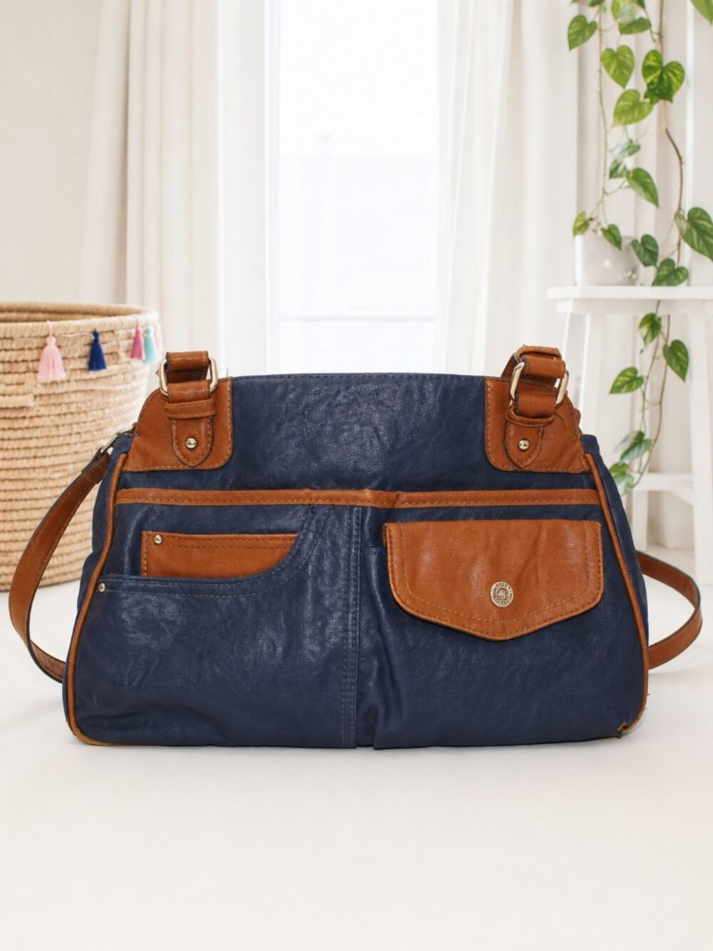 Rosetti Navy Camel Colorblock Satchel AS-IS Read Desc